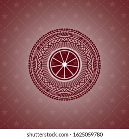 orange icon inside red emblem