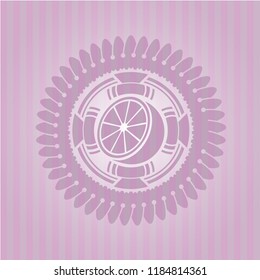 orange icon inside retro pink emblem