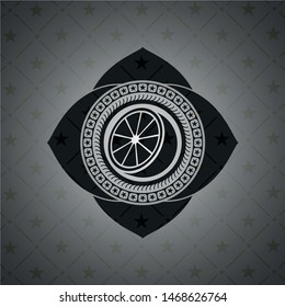 orange icon inside retro style black emblem