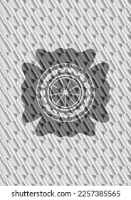 orange icon inside shiny silver emblem. Scales pattern. Vector Illustration. Detailed. 