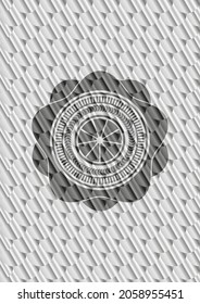 orange icon inside silver emblem or badge. Scales pattern. Vector Illustration. Detailed. 
