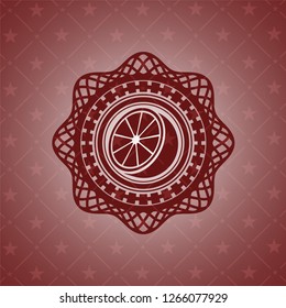orange icon inside vintage red emblem