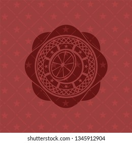 orange icon inside vintage red emblem