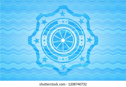 orange icon inside water concept style emblem.