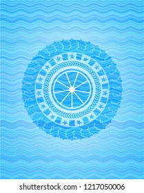 orange icon inside water representation style badge.