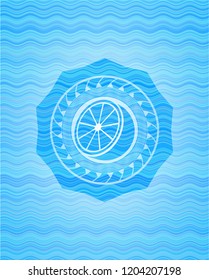 orange icon inside water wave representation emblem background.