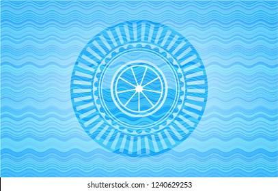 orange icon inside water wave representation badge.