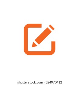 An Orange Icon Isolated on a White Background - Pen and Paper