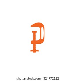 An Orange Icon Isolated on a White Background - G Clamp
