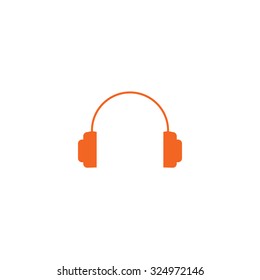 An Orange Icon Isolated on a White Background - Headphones