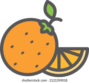 Orange icon. Juicy fresh citrus fruit isolated