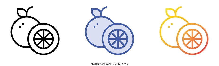 orange icon. Linear, Blue Fill and Gradient Style Design Isolated On White Background