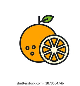 Icono naranja. Icono de color lineal, contorno, forma, contorno. Ligera. Diseño minimalista moderno. Ilustraciones vectoriales de frutos
