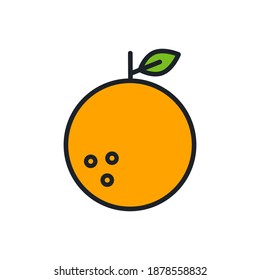 Orange icon. Linear color icon, contour, shape, outline. Thin line. Modern minimalistic design. Vector illustrations of fruits