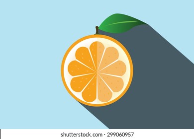 orange icon with a long shadow on blue background