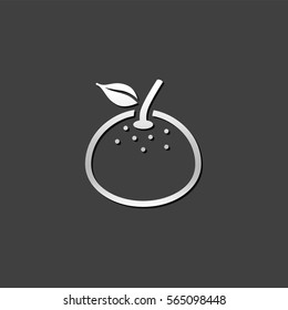 Orange icon in metallic grey color style. Food fruit healthy