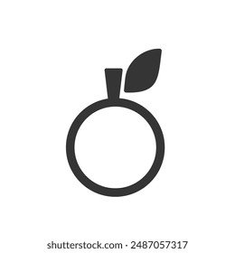 Orange icon in minimalist geometric style. Simple pictogram in circle shape. Vector illustration isolated on white background. Abstract symbol for web page, mobile app, logo template. Round fruit
