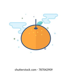 Orange icon in outlined flat color style. Vector illustration.
