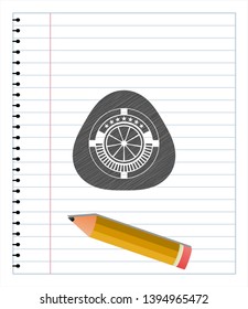 orange icon pencil emblem. Vector Illustration. Detailed.