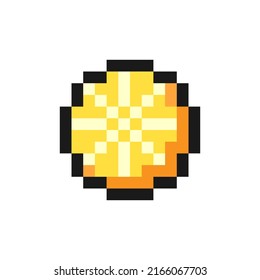 Icono naranja en diseño de arte de píxeles aislado en fondo blanco, símbolo de signo de semvectorial de fruto de cítricos