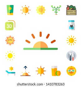 orange icon set. 17 flat orange icons.  Collection Of - sun block, d, sun, sunrise, food, fruits, orange juice, vegetables
