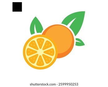 Orange icon set in flat style. Orange fruit isolated on white background. Vector illustration for design