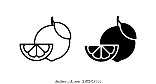 Conjunto de iconos naranja. Signo de la fruta anaranjada. para el concepto móvil y el Diseño web. Ilustración vectorial sobre fondo blanco