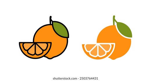 Orange icon set. Orange Fruit sign. for mobile concept and web design. vector illustration on white background