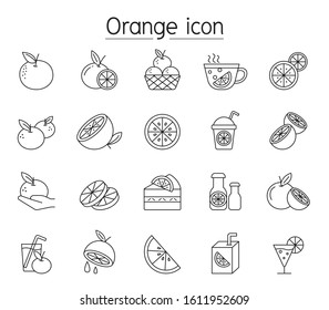 Orange icon set in thin line style