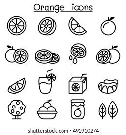 Orange Icon Set In Thin Line Style