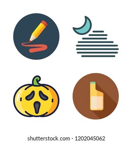 orange icon set. vector set about pencil, oils, pumpkin and heat icons set.