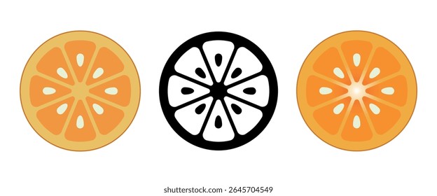 Orange icon set. Vector illustration.