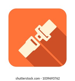 Orange icon with shadow effect with a seat belt. Security Belt Icon