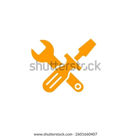 Orange icon showcasing crossed wrench and screwdriver, symbolizing repair or construction services.
