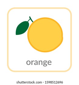 Orange icon. Tropical citrus, outline flat sign isolated white background. Symbol health nutrition, eco food fruit. Contour shape. Sweet nutritious organic dessert. Cartoon design Vector illustration