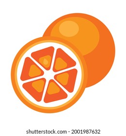 Orangefarbene Ikone, tropische Früchte. Flaches Design, Vektorgrafik, Vektorgrafik.