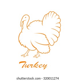 Orange icon of turkey bird isolated on white background, illustration.