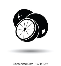 Orange icon. White background with shadow design. Vector illustration.