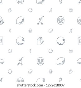 orange icons pattern seamless white background. Included editable line baby stroller, gloves, carrot on fork, lemon, shocked emoji, reload icons. orange icons for web and mobile.