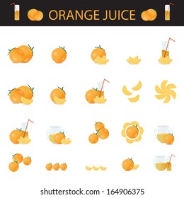 Orange Icons Set - Isolated On White Background - Vector Illustration, Graphic Design Editable For Your Design