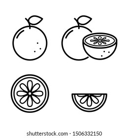 Orange icons set. Simple design. Line vector. Isolate on white background.