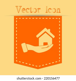 Orange icons with shadow. vector illustration