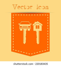 Orange icons with shadow. vector illustration