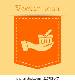 Orange icons with shadow. vector illustration