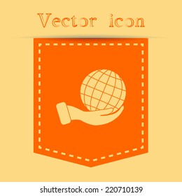 Orange icons with shadow. vector illustration