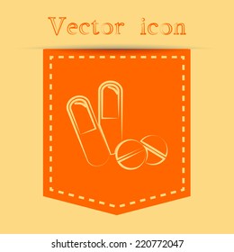 Orange icons with shadow. vector illustration 