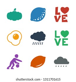 orange icons. Trendy 9 orange icons. Contain icons such as sun, lemon, basketball player, love word, egg, pumpkin. orange icon for web and mobile.