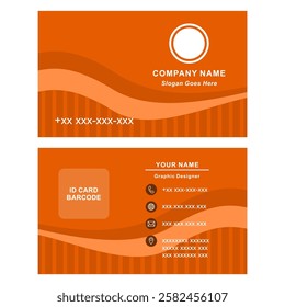 Orange ID Card Design – Modern Identification Badge Template in Vector EPS Format, Fully Editable and Scalable, Perfect for Business, Corporate, Employee Name Tags, and Office Use.