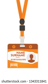 Orange id lanyard. vector illustration