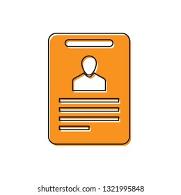Orange Identification badge icon isolated on white background. Identification card. It can be used for presentation, identity of the company, advertising and etc. Vector Illustration